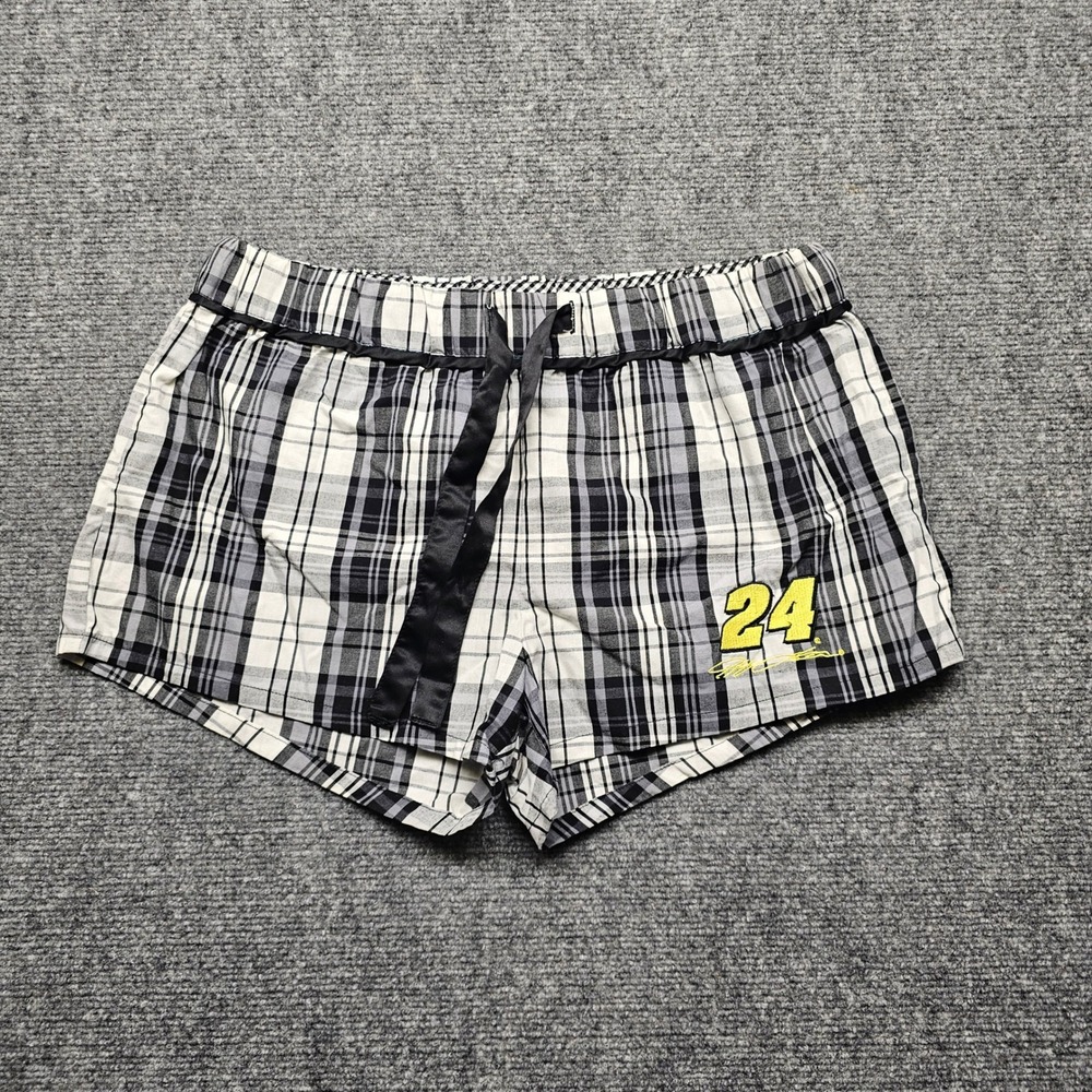 NASCAR For Her Jeff Gordon 24 Plaid Pajama Shorts Black White Medium